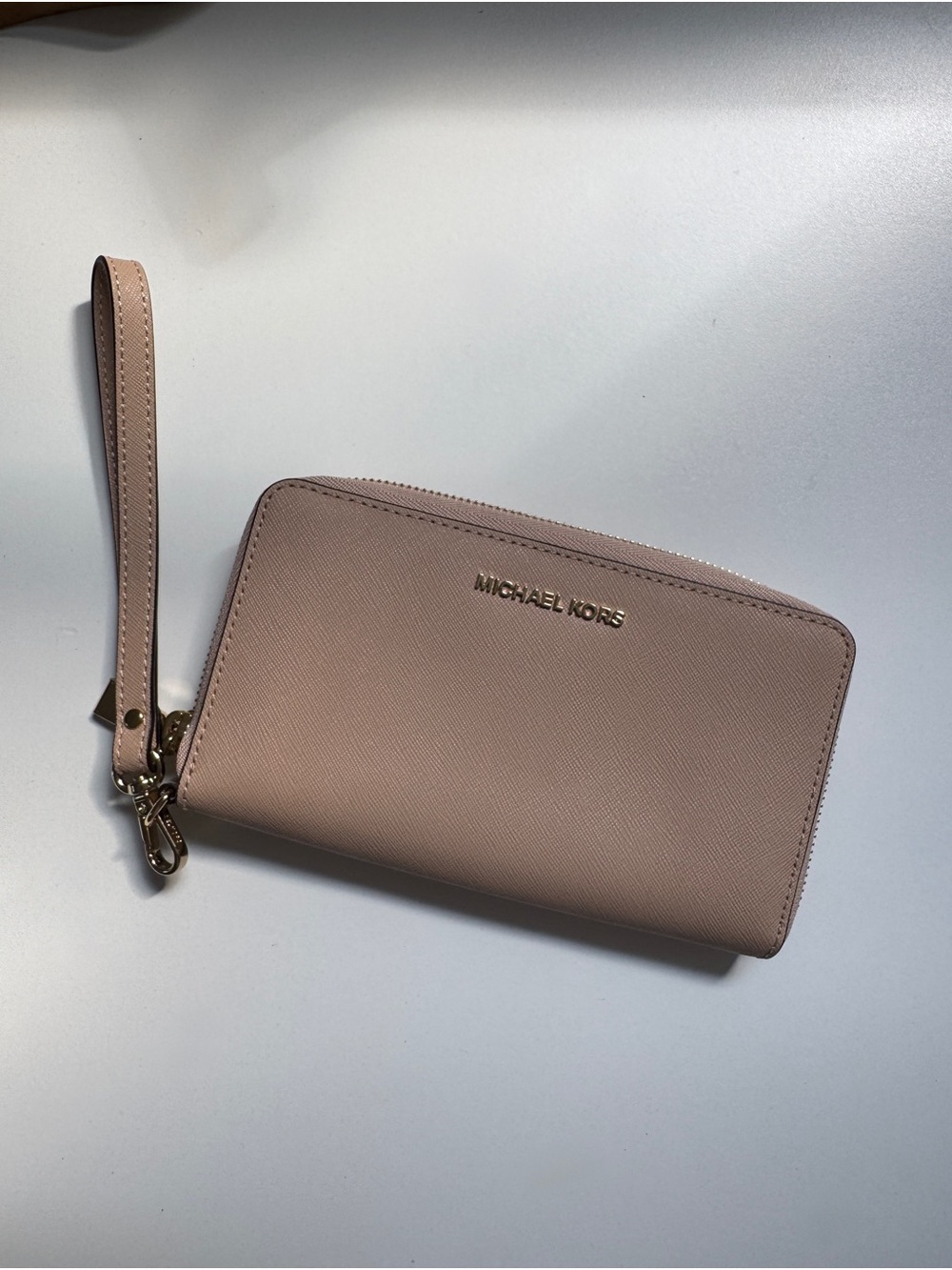 Michael Kors Nude Pink Saffiano Wristlet Zip Wallet